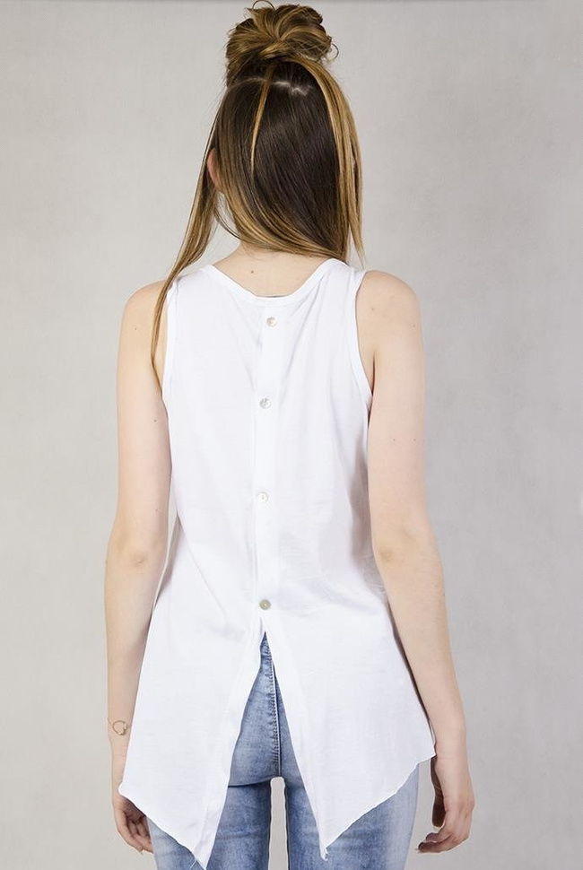 Biała bluzka z misiem i rozcięciem na plecach