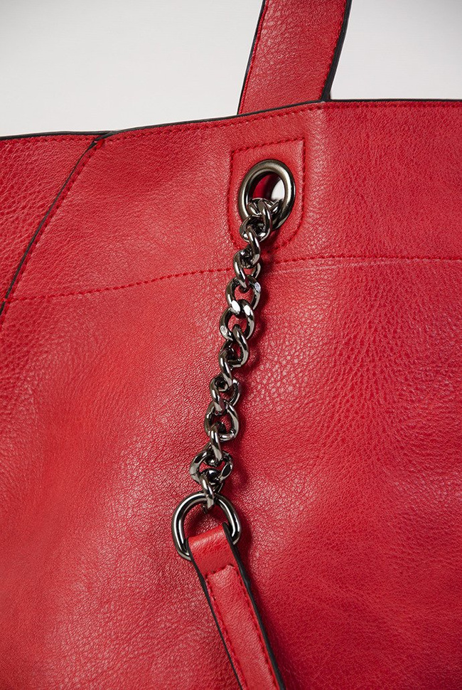 Czerwona torebka typu shopper 2w1