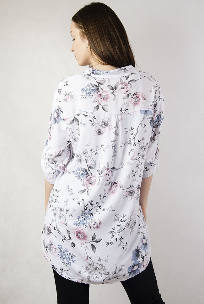 Biała koszula w kwiaty