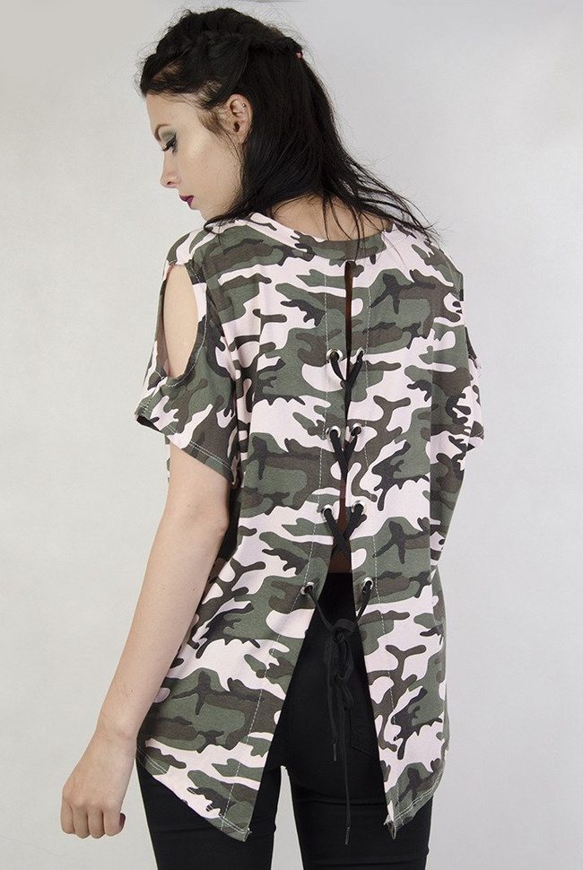 Bluzka moro z wiązaniem na plecach