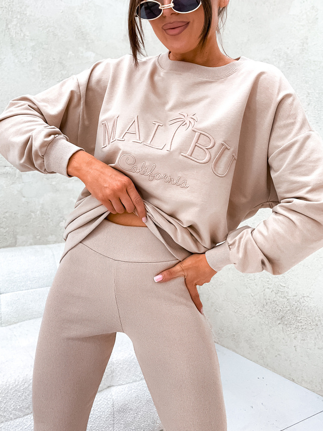 KOMPLET BAWEŁNIANY BLUZA + LEGINSY- BEŻOWY