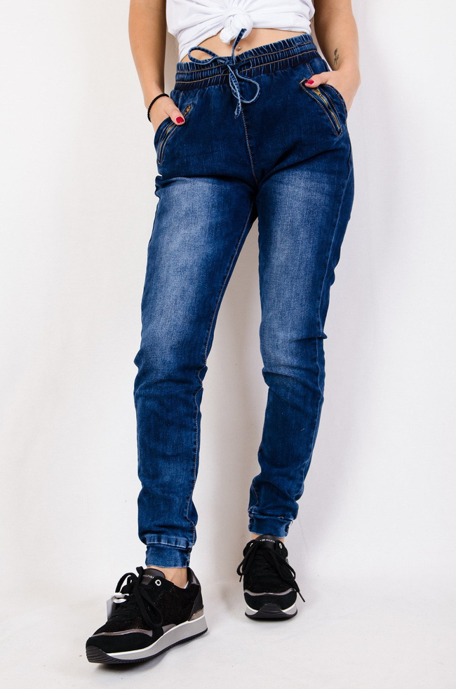 Spodnie jeansowe ze ściągaczami
