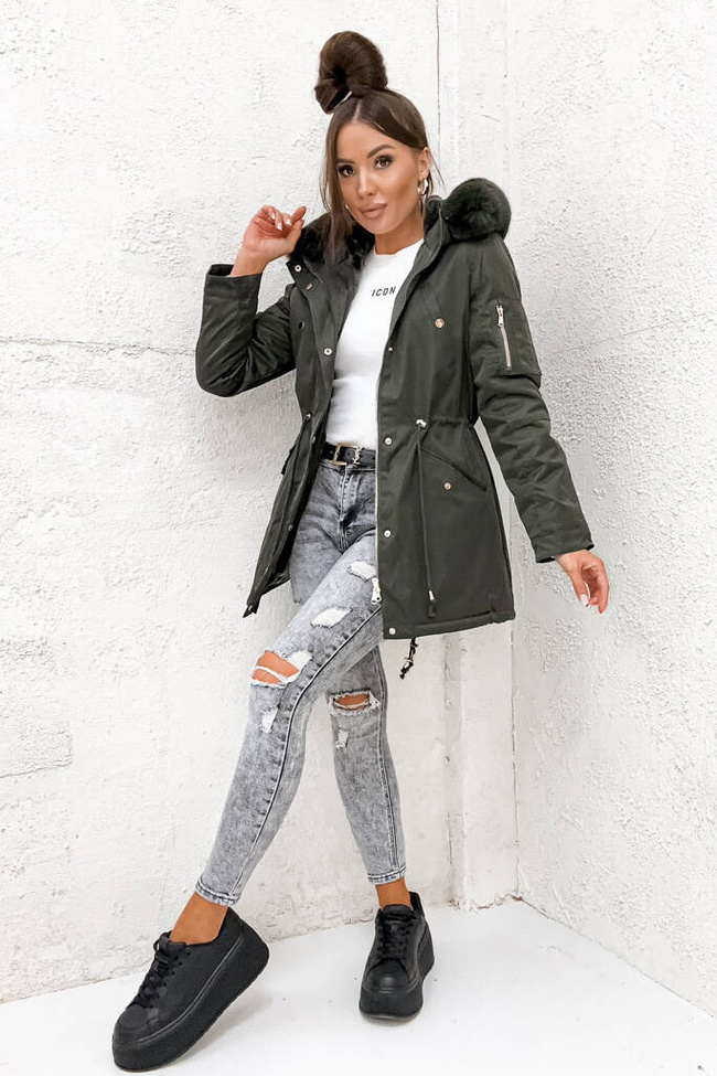 ZIELONA KURTKA PARKA ZIMOWA