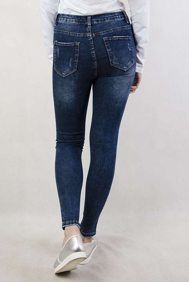 Spodnie jeansowe bez dodatków, z wysokim stanem