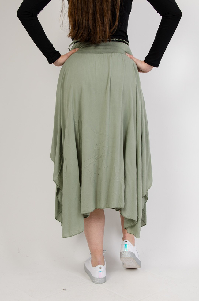 Długa asymetryczna spódnica z wycięciem+ pasek