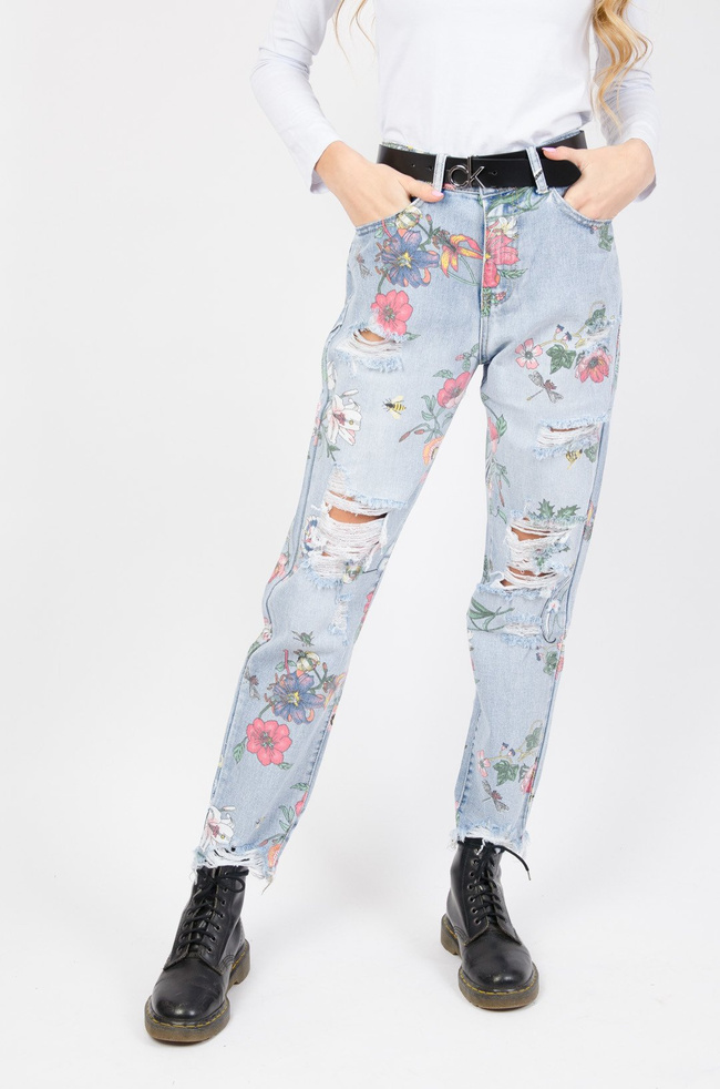 SPODNIE W KWIATY TYPU RELAXED FIT