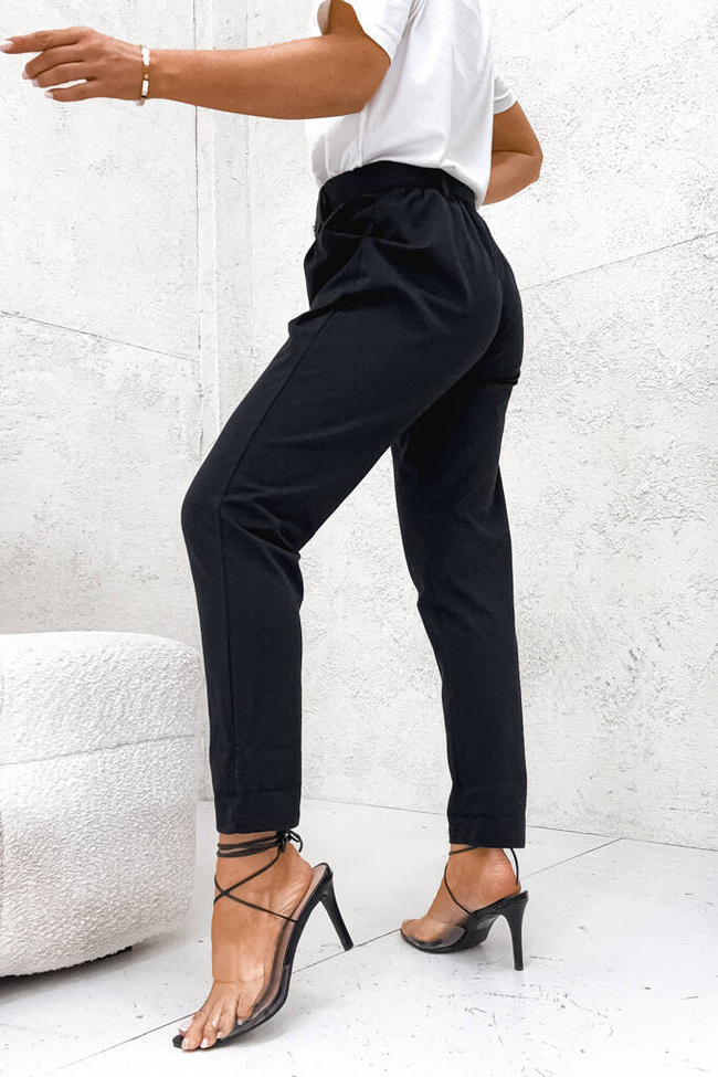 SPODNIE BAWEŁNIANE ONESIZE CARROT Z PASKIEM- CZARNE