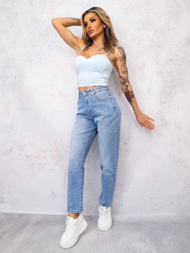 SPODNIE JEANSOWE- MOM STRETCH- GRANATOWE