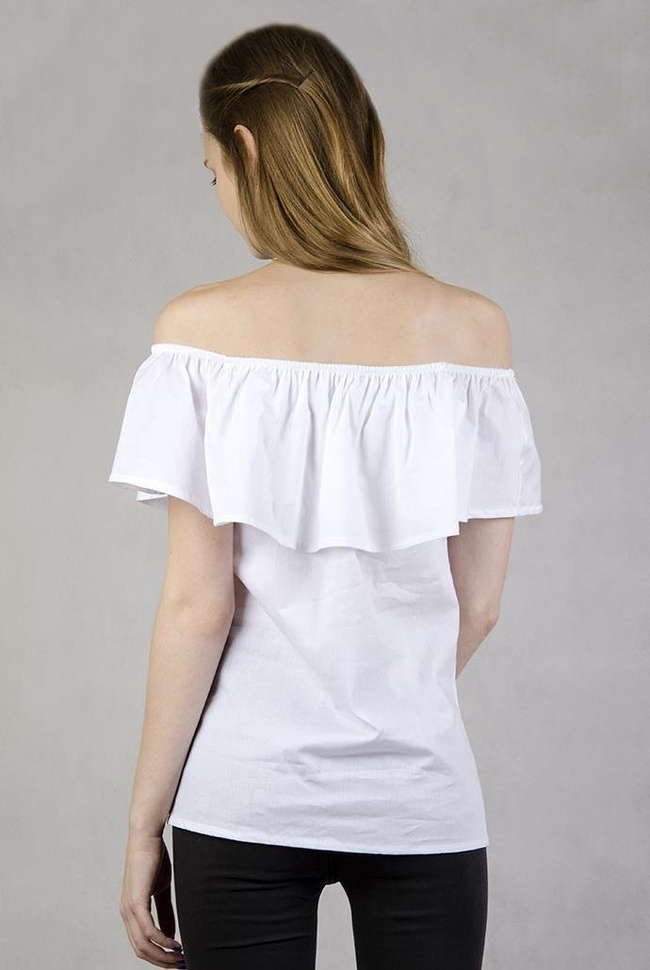 Biała bluzka z hiszpańskim dekoltem