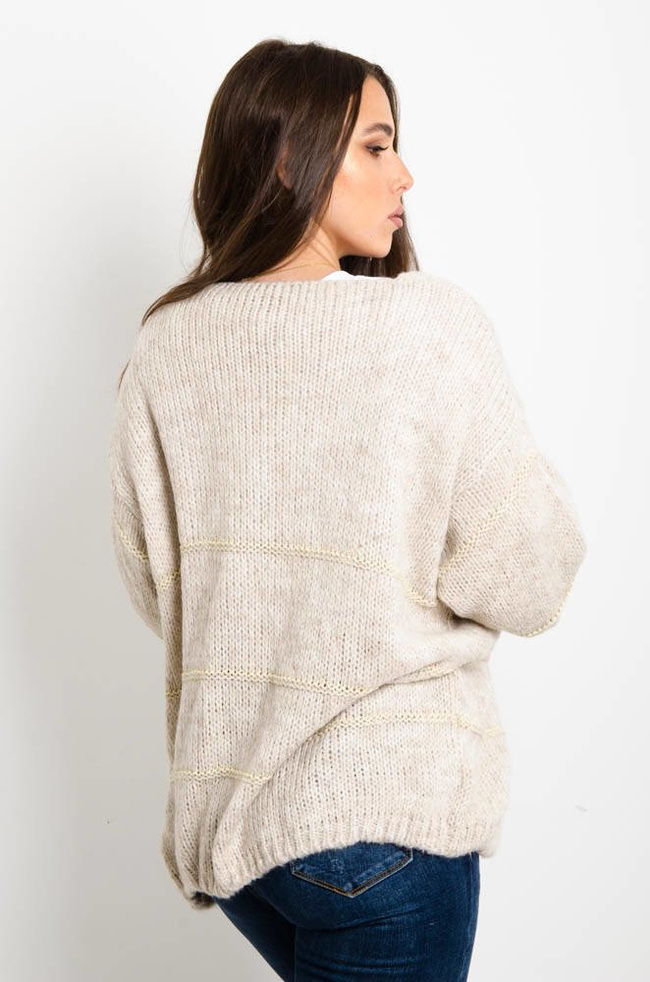 BEŻOWO-ZŁOTY SWETER KARDIGAN 