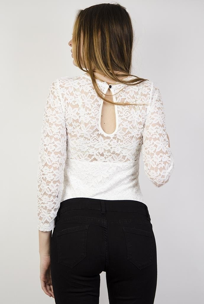 Białe koronkowe body z usztywnieniem