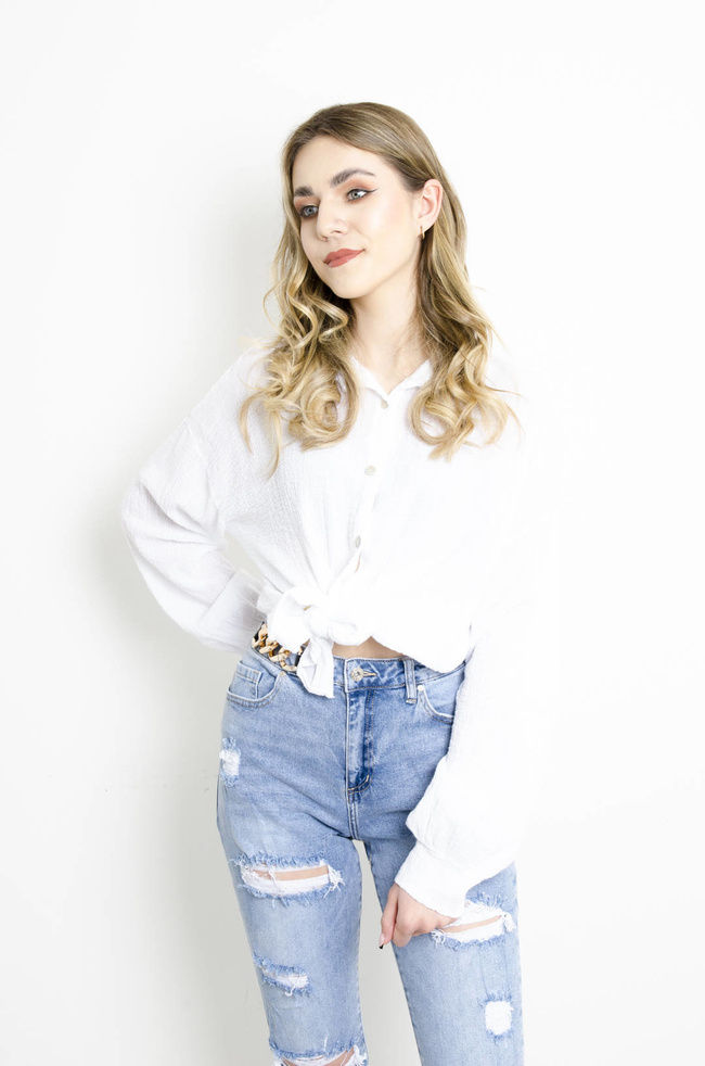 KOSZULA MUŚLINOWA W KOLORZE BIAŁYM