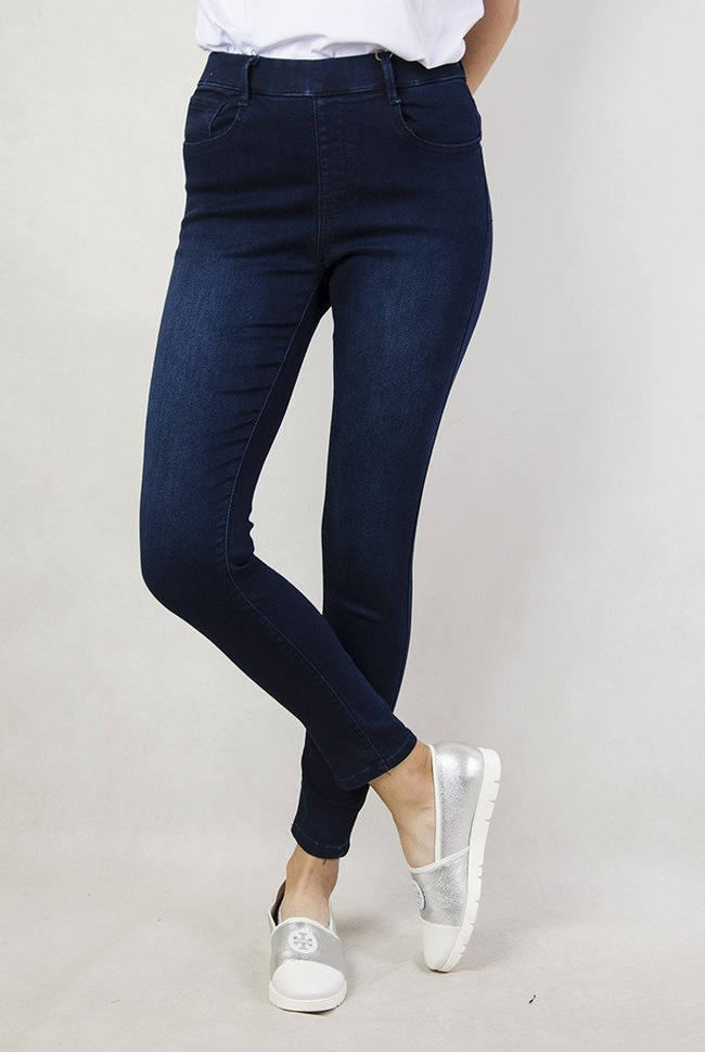 (Rozmiary L-XXXXL) Granatowe spodnie z gumką w pasie