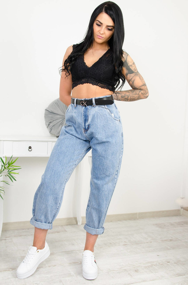 SPODNIE JEANSOWE TYPU SLOUCHY Z WYSOKIM STANEM 