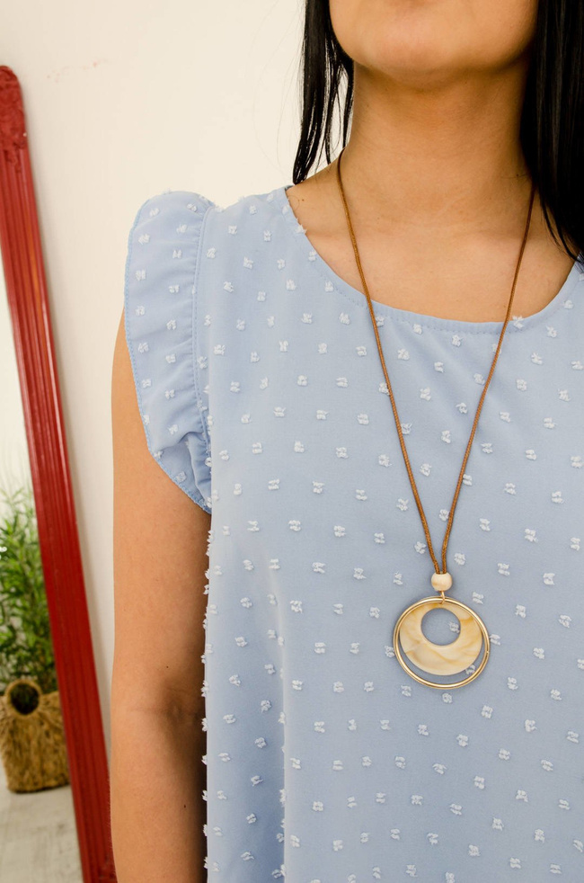 NIEBIESKA BLUZKA Z PLUMETI - WISIOREK W ZESTAWIE