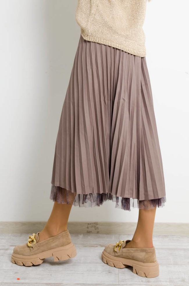 BRĄZOWA DWUSTRONNA SPÓDNICA Z TIULEM