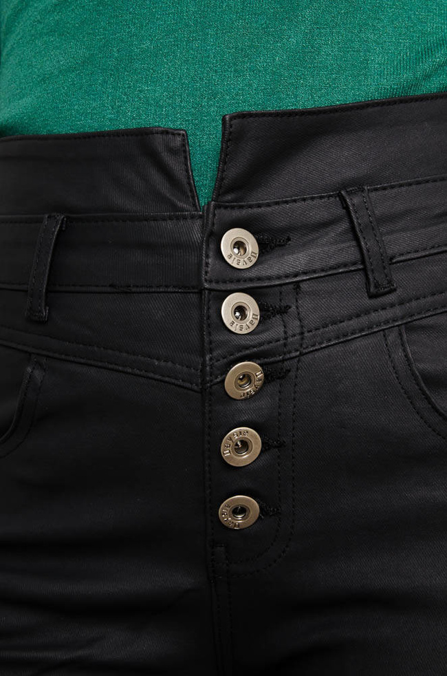 CZARNE SPODNIE WOSKOWANE Z BARDZO WYSOKIM STANEM