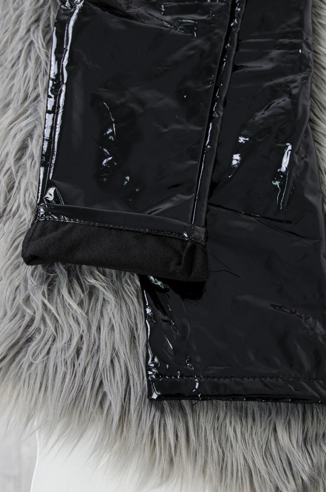 CZARNE WINYLOWE LEGGINSY SPODNIE Z WYSOKIM STANEM 