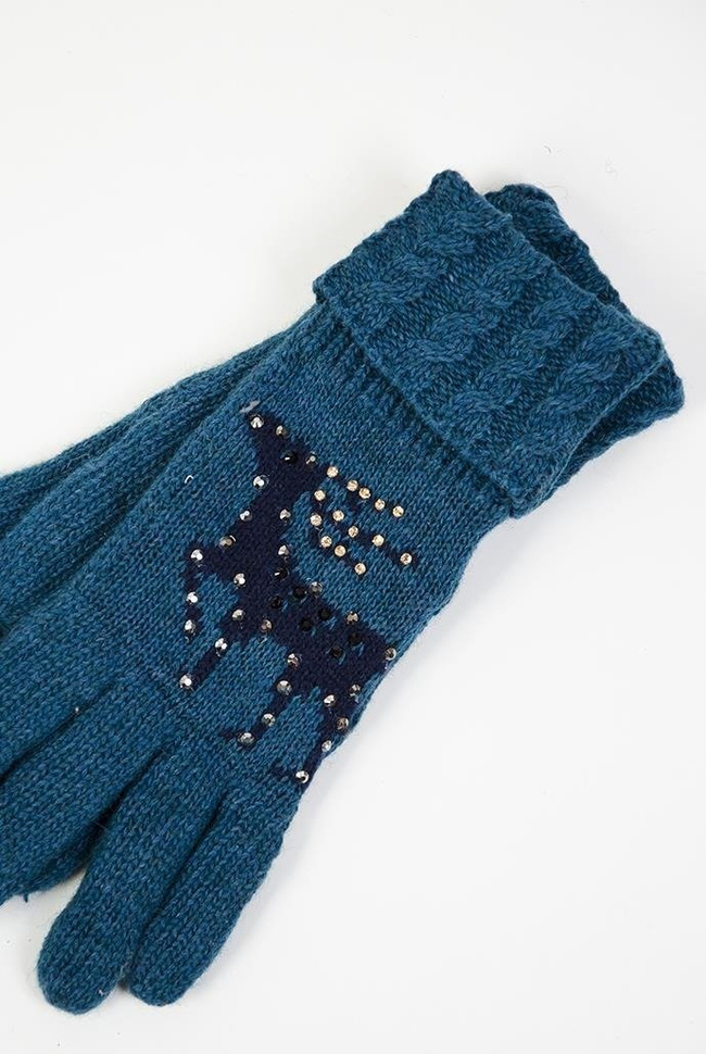 Szmaragdowe rękawiczki z reniferem