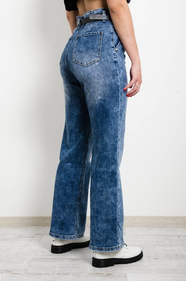 SPODNIE JEANSOWE Z SZEROKIMI NOGAWKAMI-WYSOKI STAN