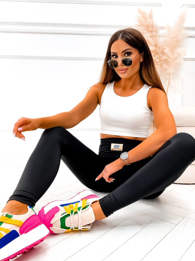 LEGGINSY MODELUJĄCE ZE ZŁOTĄ NASZYWKĄ- CZARNE 