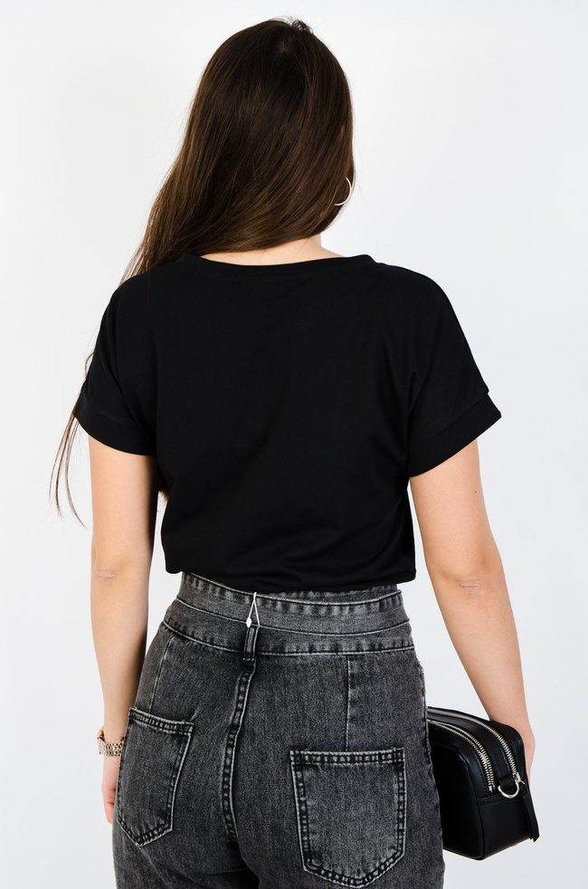 CZARNY T-SHIRT Z NAPISEM BALANCE