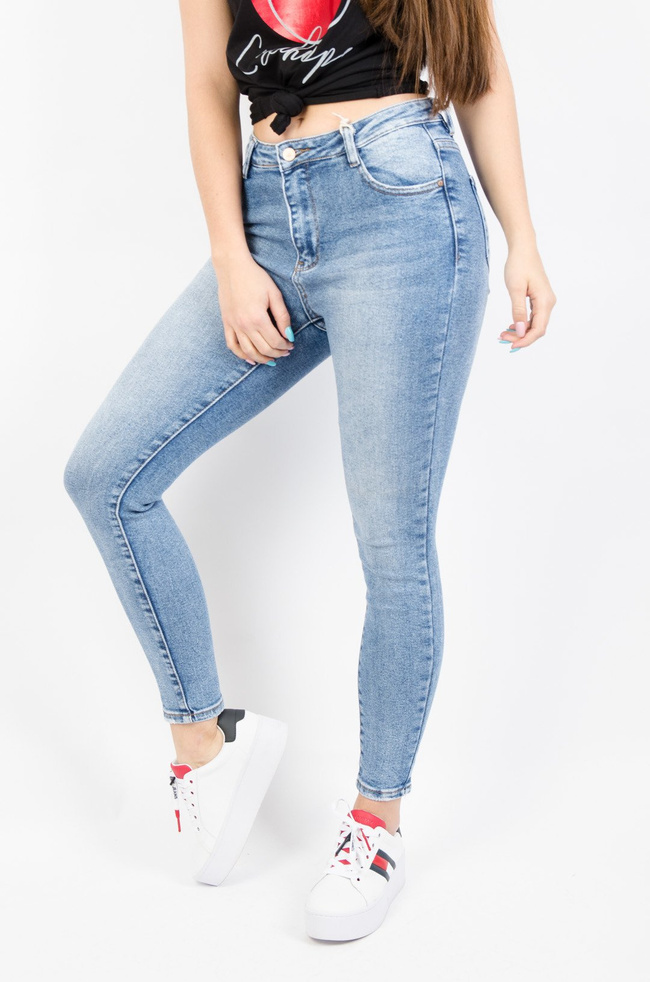 JASNE SPODNIE JEANSOWE Z WYSOKIM STANEM - PLUS SIZE ( L-4XL )