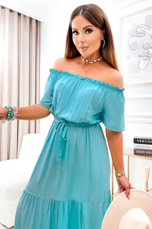 SUKIENKA HISZPANKA MAXI Z PASKIEM- NIEBIESKA