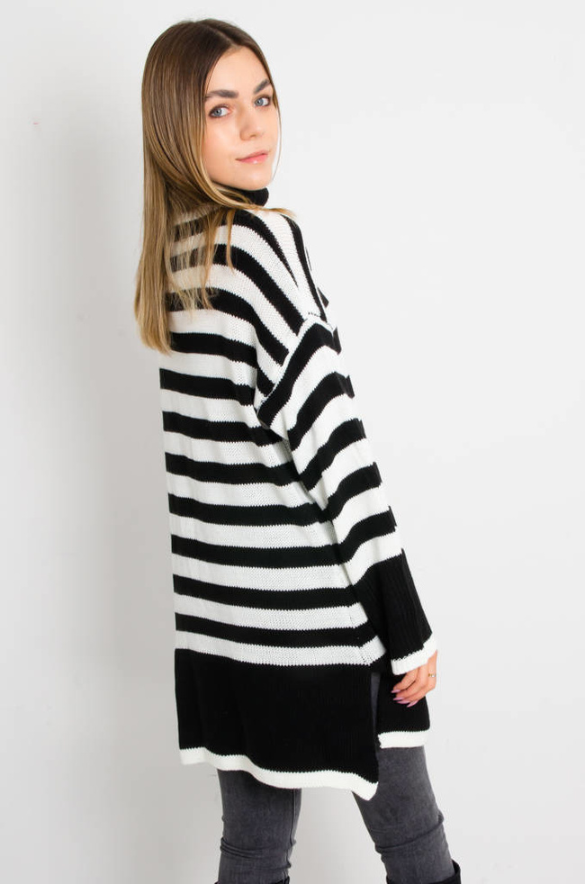 DŁUGI SWETER W PASKI Z ROZCIĘCIAMI- GOLF