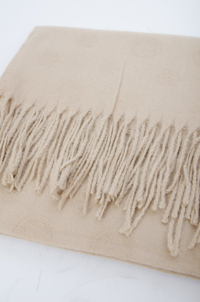 Beżowy szal z wytłaczanym wzorem kwiatowym