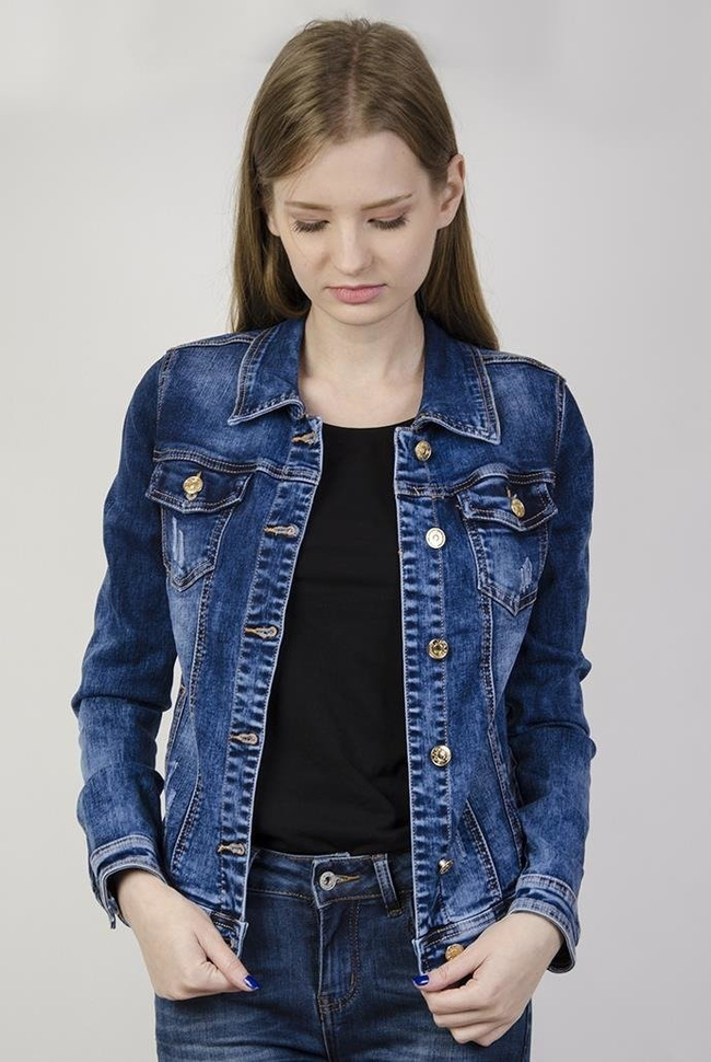 Kurtka jeansowa zapinana na guziki