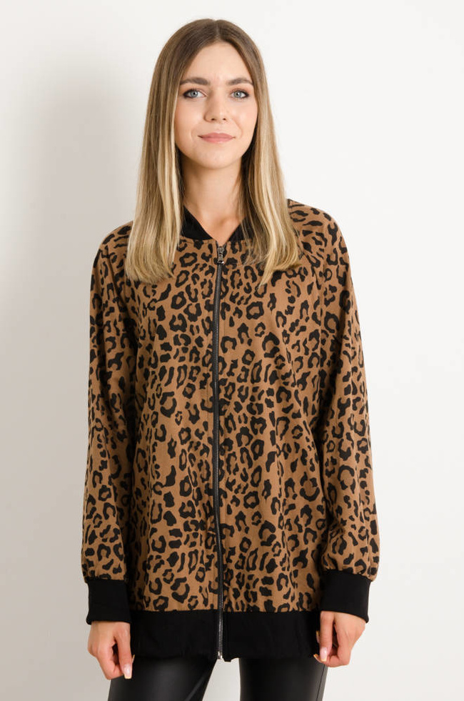 BLUZA ZAPINANA OVERSIZE W PANTERKĘ