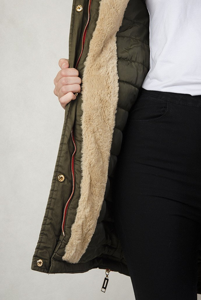 Parka khaki z ociepleniem