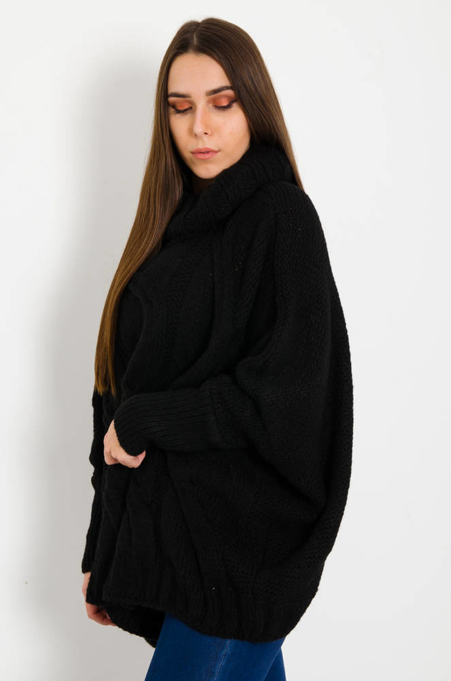 CZARNY ASYMETRYCZNY SWETER- NIETOPERZ