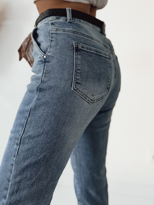 SPODNIE JEANSOWE MOM FIT Z WYSOKIM STANEM+ PASEK ZE WSTĄŻKĄ