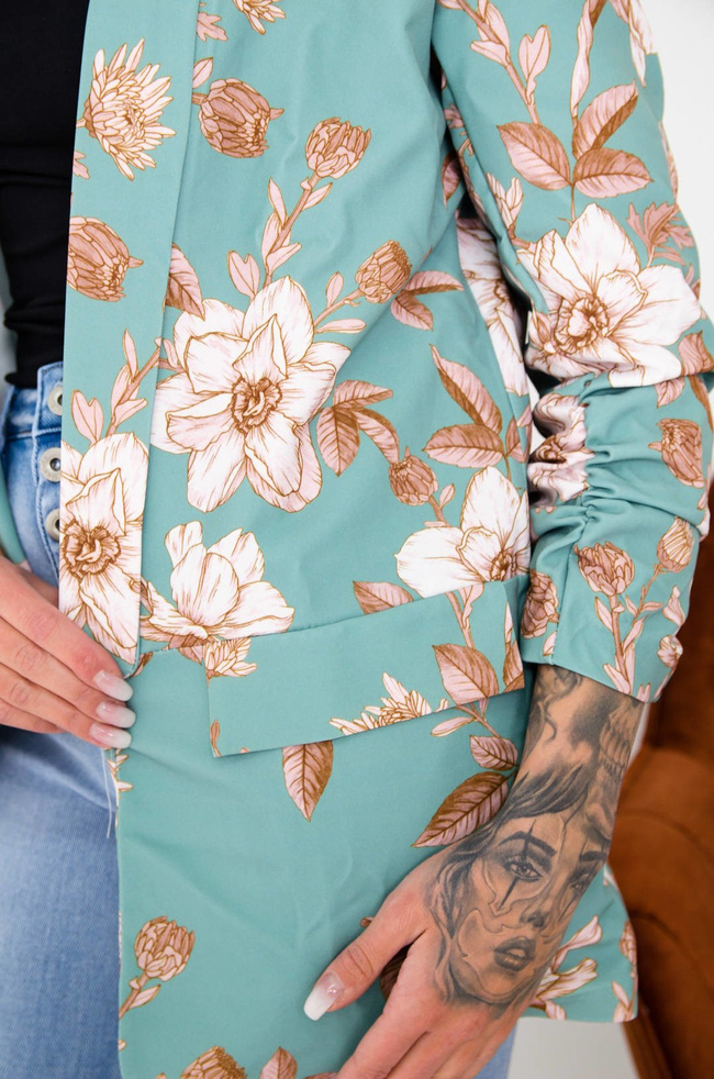 ZIELONA MARYNARKA W KWIATY