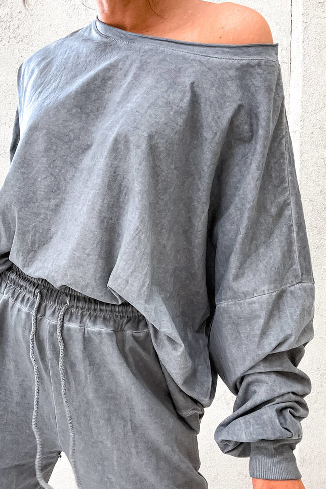 KOMPLET OVERSIZE SPODNIE+ BLUZA- SZARY