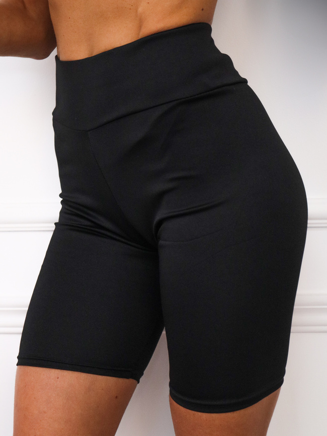 CZARNE SATYNOWE SZORTY- KOLARKI BIKER