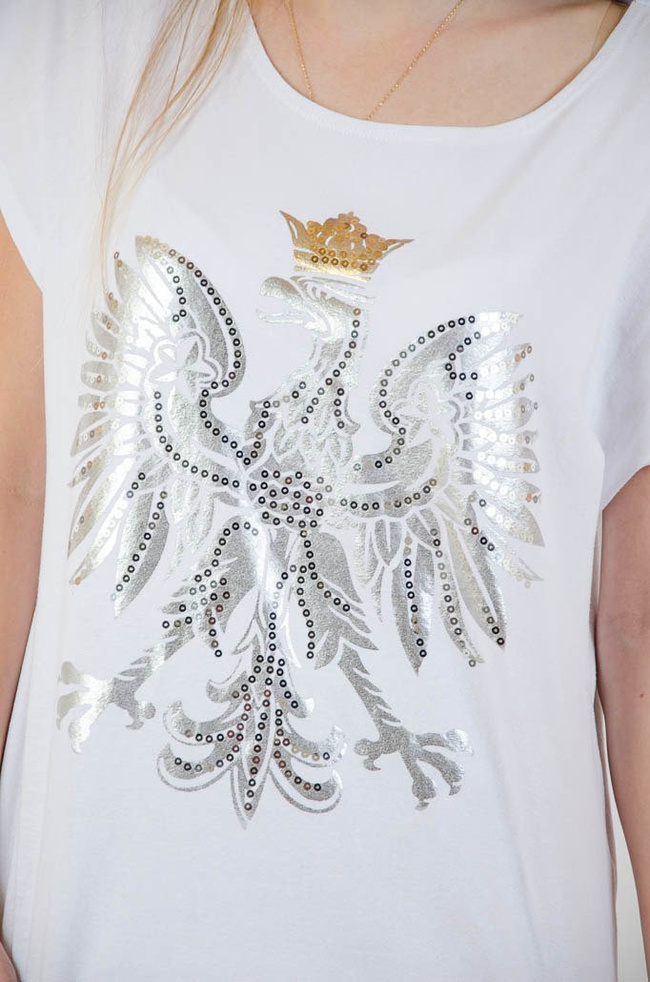 BIAŁY T-SHIRT OVERSIZE Z ORŁEM