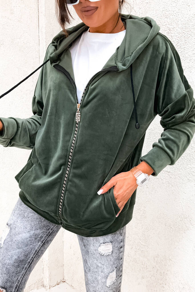 BLUZA ZAPINANA Z OZDOBNYM ZAMKIEM- ZIELONA