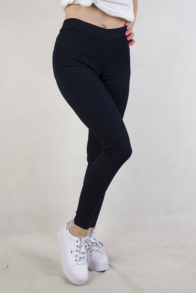 Granatowe tregginsy z wysokim stanem