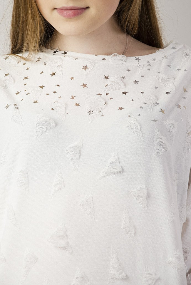 Biała bluzka gwiazdkami