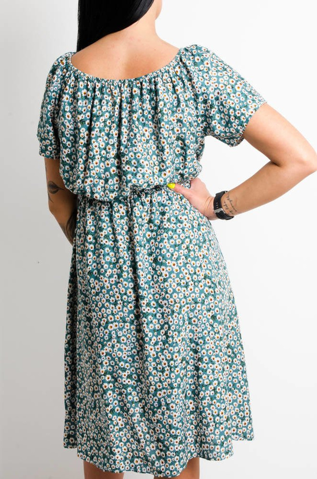 ZIELONA SUKIENKA HISZPANKA W DROBNE KWIATY