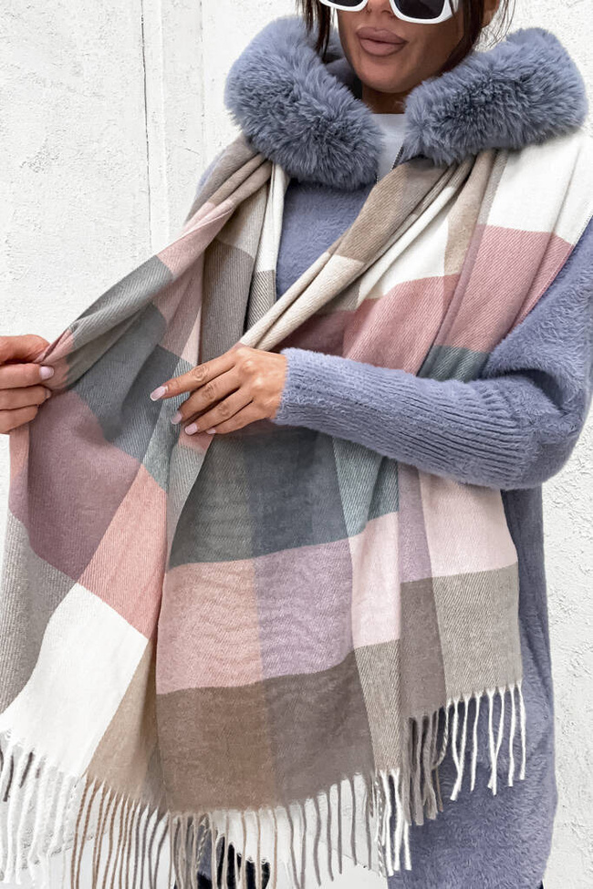 SZAL W KRATĘ Z FRĘDZLAMI- BRĄZOWY