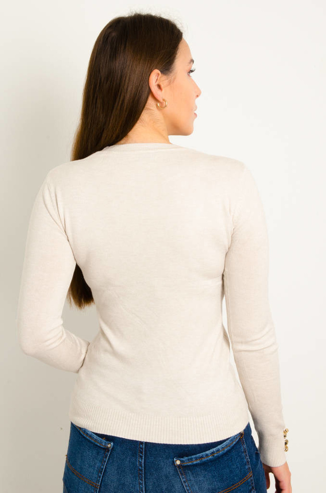 SWETER Z OZDOBNYMI GUZIKAMI- BEŻOWY