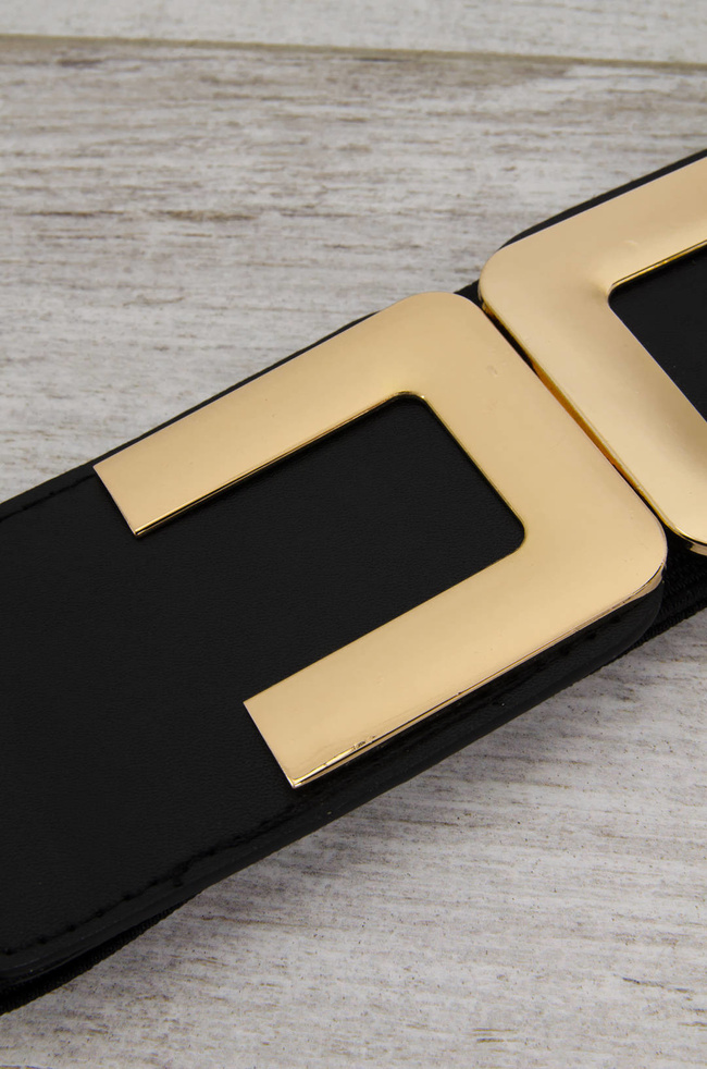 PASEK NA GUMIE ZE ZŁOTA KLAMRĄ 