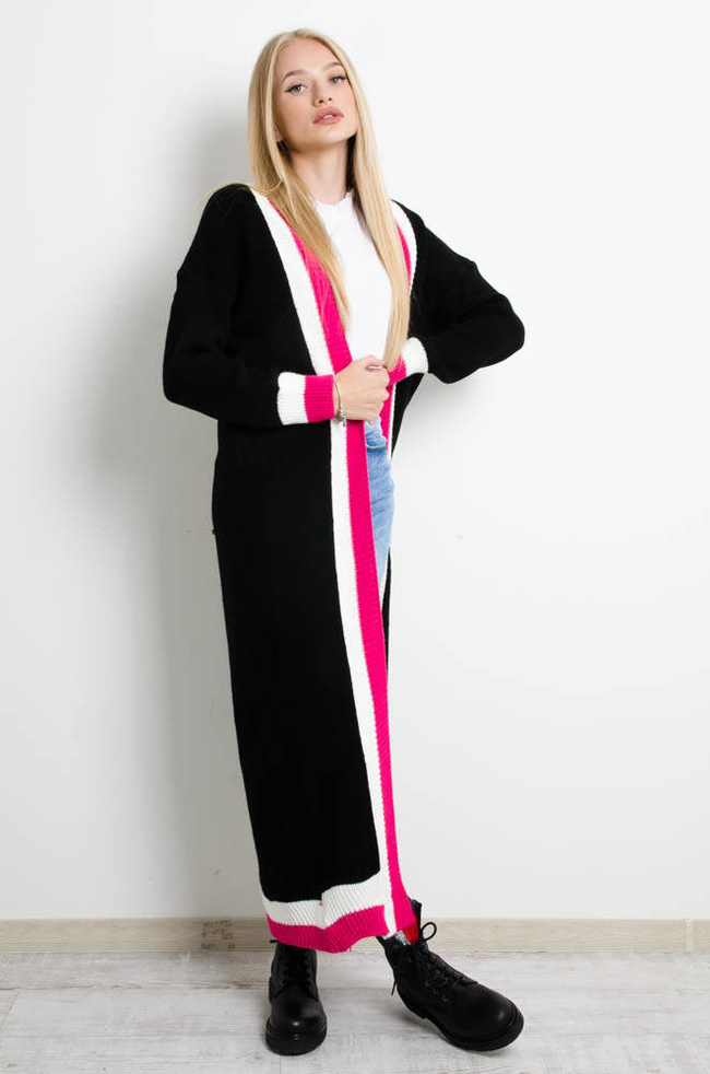 CZARNY DŁUGI KARDIGAN SWETER