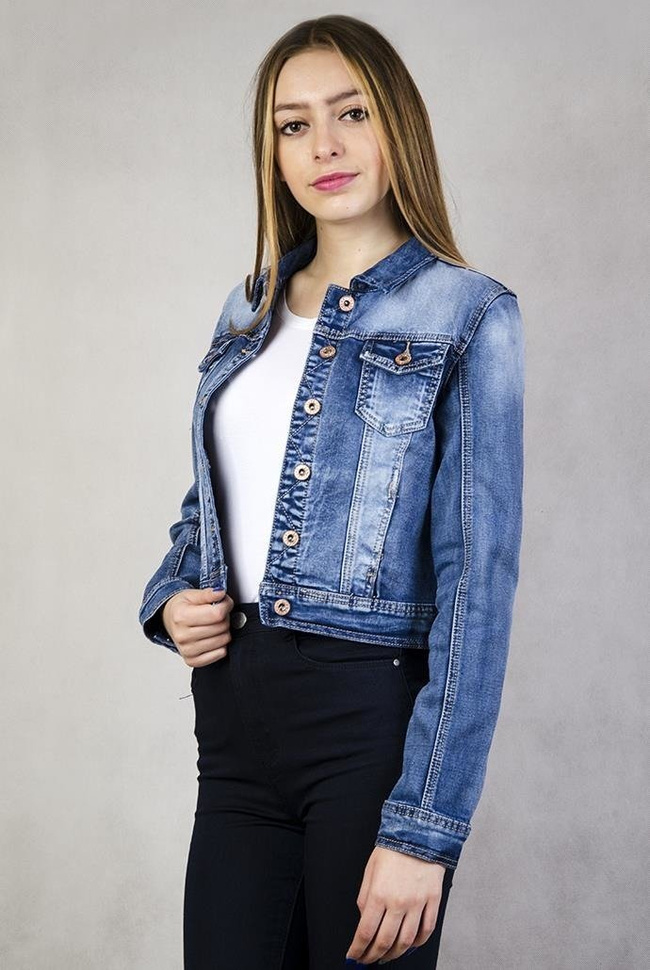Krótka kurtka jeansowa cieniowana
