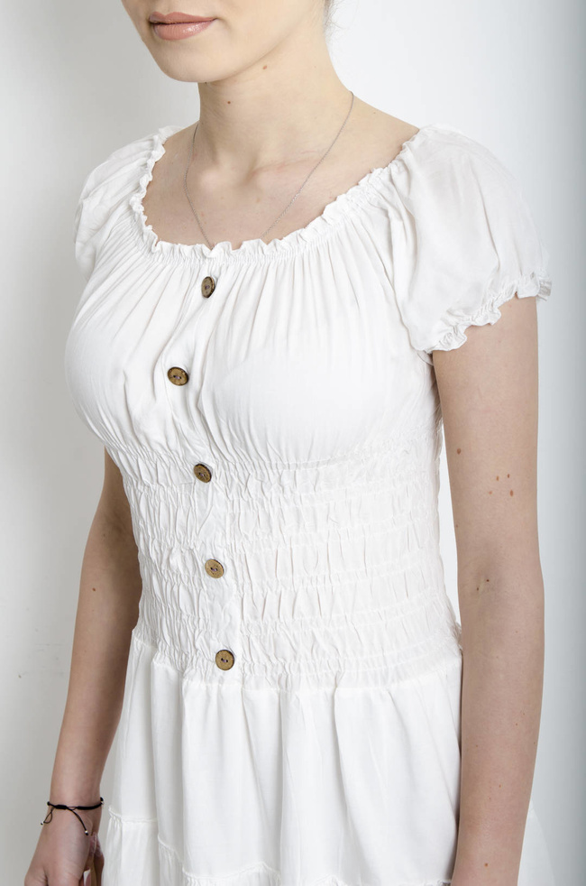 SUKIENKA HISZPANKA MIDI Z GUMĄ W PASIE- BIAŁA