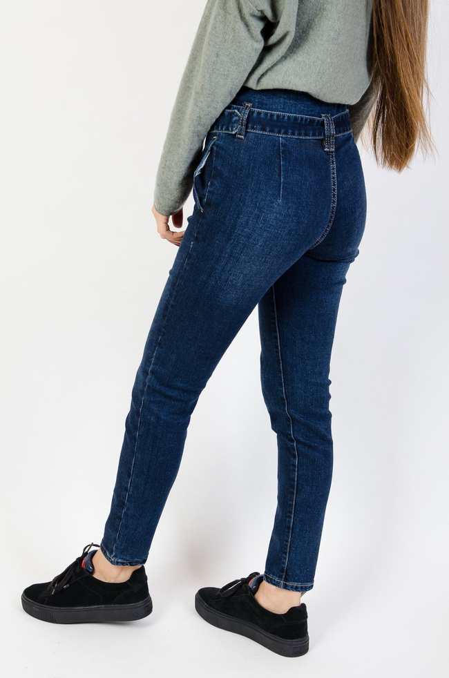 Spodnie jeansowe z wysokim stanem bez kieszeni